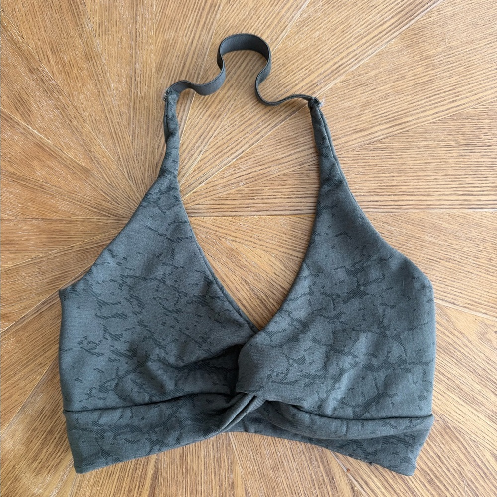NVGTN Gray Sports Bra with Halter Neckline